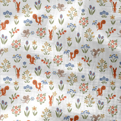 Printed Double Gauze TICUREUIL White / Green